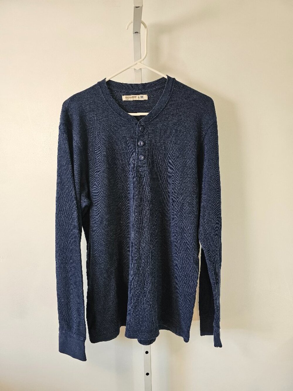 Old Navy Men's Thermal Shirt Henley Blue Winter 2XL